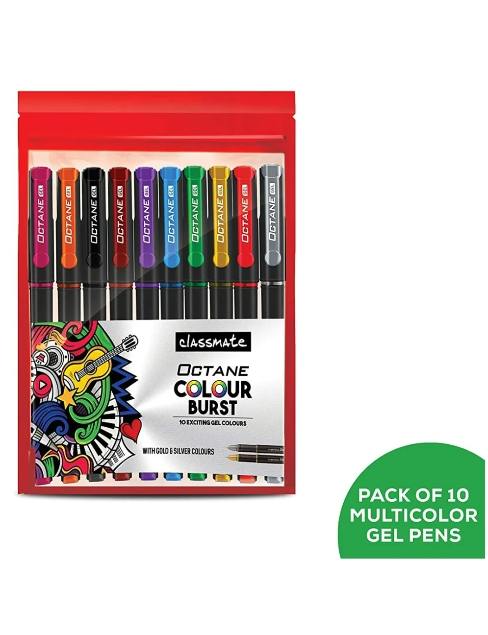 Classmate Octane Colour Burst Pen, Multicolour, Pack of 10 Pens